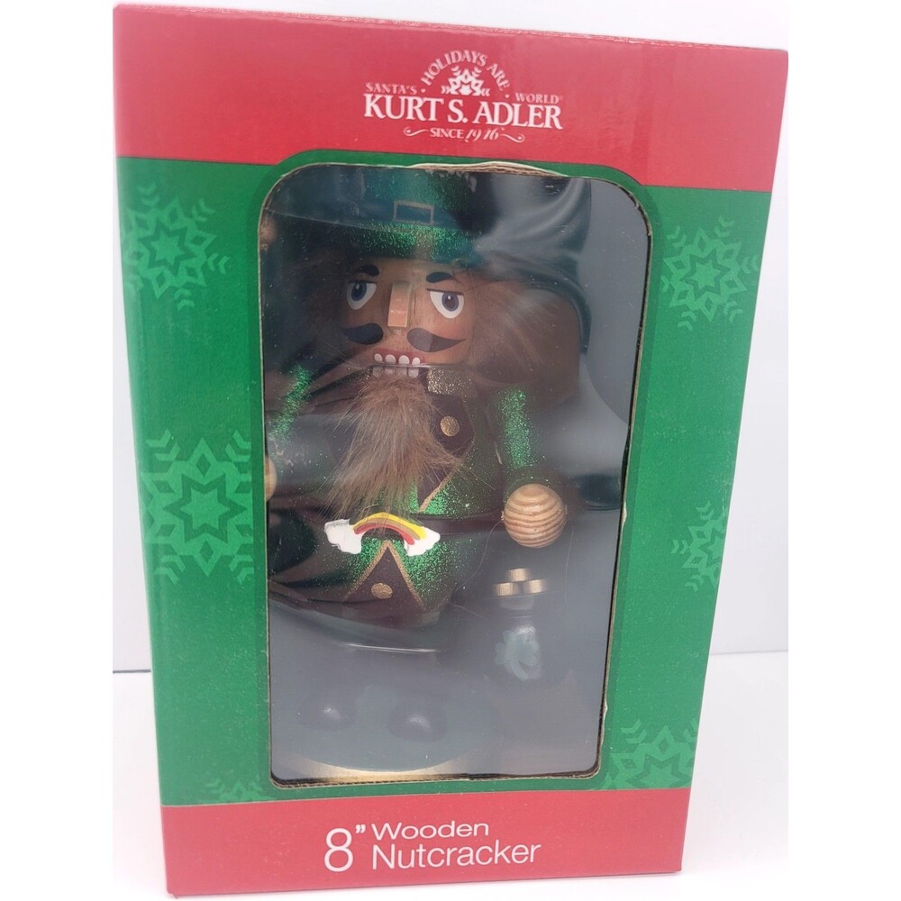 Kurt S. Adler 8" Irish Wooden Nutcracker Ireland Flag w/Pot of Gold